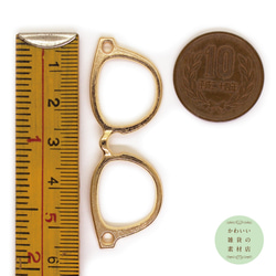 【再販】おしゃれでユニークなメガネの大きめチャーム（ローズゴールド）2個セット #C-0107 4枚目の画像