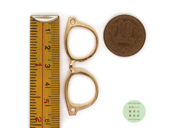 【再販】おしゃれでユニークなメガネの大きめチャーム（ローズゴールド）2個セット #C-0107 4枚目の画像