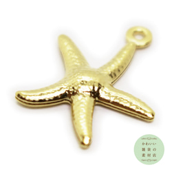 304ステンレス製のヒトデのチャーム（ゴールド）2個セット #C-0116 2枚目の画像