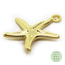 304ステンレス製のヒトデのチャーム（ゴールド）2個セット #C-0116 3枚目の画像