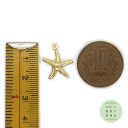 304ステンレス製のヒトデのチャーム（ゴールド）2個セット #C-0116 4枚目の画像
