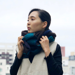 PLEATSPLEASE スヌード　ストール　グラデーション　ブラック　ブルー sora