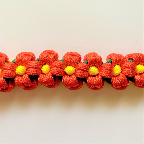 長さ調整付き犬用首輪（レッドフラワー）中型犬～大型犬にお勧めパラ