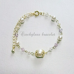 Czechglass bracelet【 purple 】 1枚目の画像