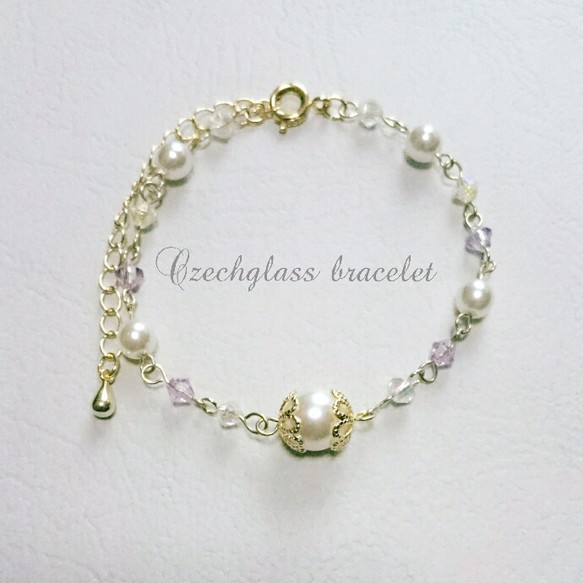 Czechglass bracelet【 purple 】 1枚目の画像