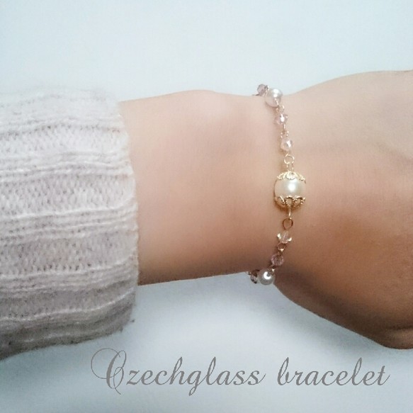 Czechglass bracelet【 purple 】 2枚目の画像