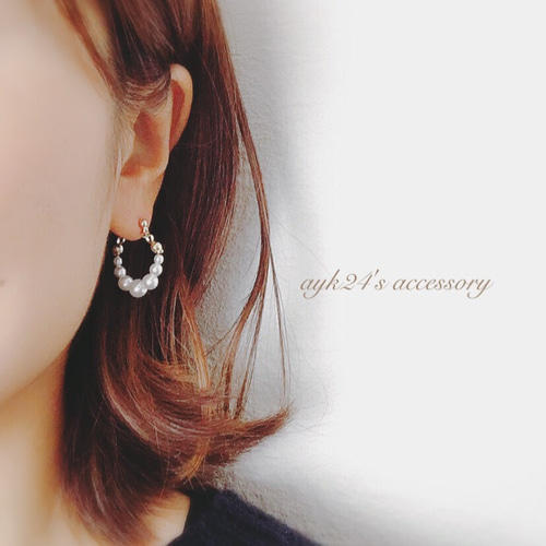 New!!】パールリングピアス シャイニーカラー ピアス（スタッド