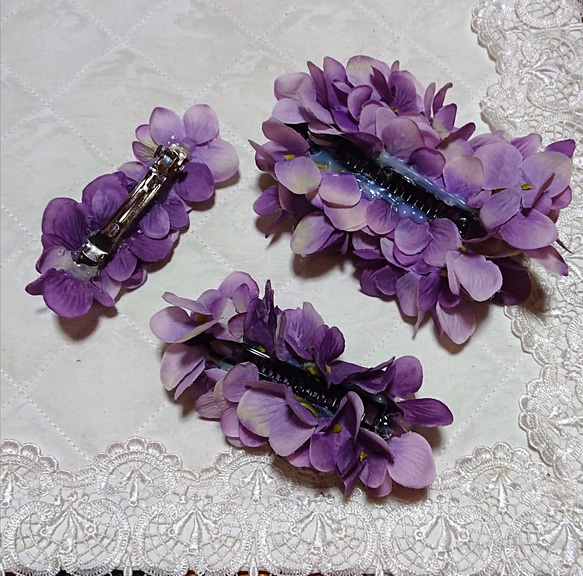 パープル紫陽花のバレッタ♪ 6枚目の画像