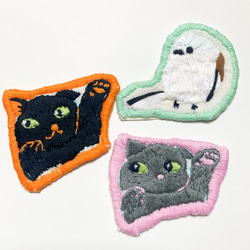 刺繍シール　ねこねこキャット黒猫 3枚目の画像