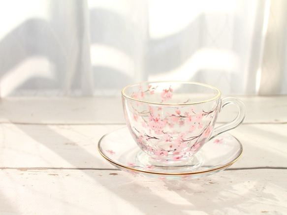 桜のガラスティーカップ＆ソーサー ティーカップ Regal Lily