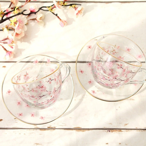 桜のガラスティーカップ＆ソーサー ティーカップ Regal Lily