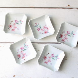 桜豆皿「春の訪れ」５枚セット 1枚目の画像