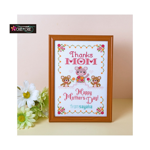 ♥B5額用刺繍キット♥クロスステッチで刺す『Thanks MOM!』母の日に