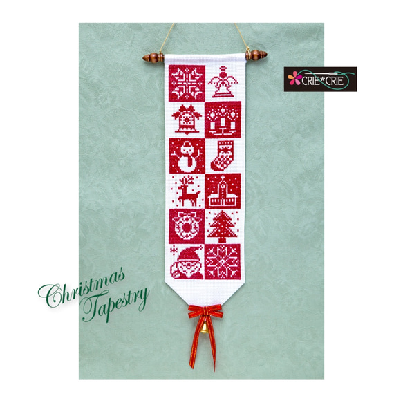 クロスステッチ完成品 Noël rouge クリスマスサンプラー