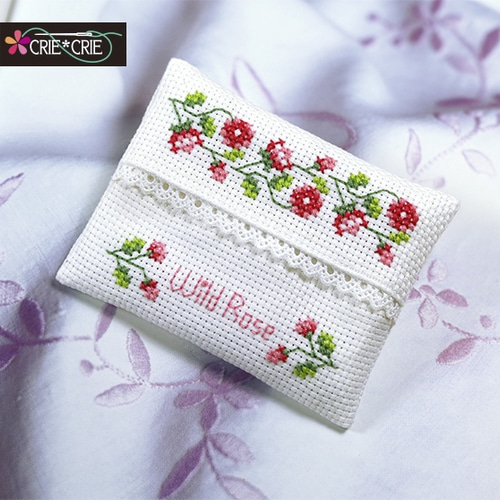 赤い野ばら♥かんたんクロスステッチで刺すポケットティッシュケース