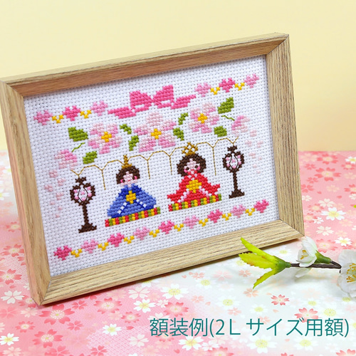 刺繍額 クロスステッチ ハンドメイド 流れ込ん