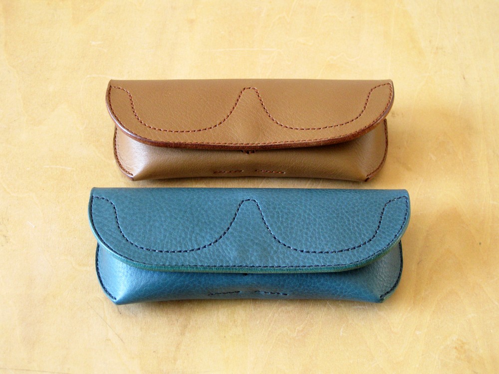 レザー製メガネケース（ブルーグリーン）《受注製作商品》