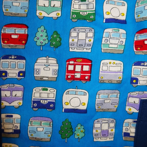乗り物大好きキッズ/電車柄/ハンドメイドスモック/110cm/送料込み  
