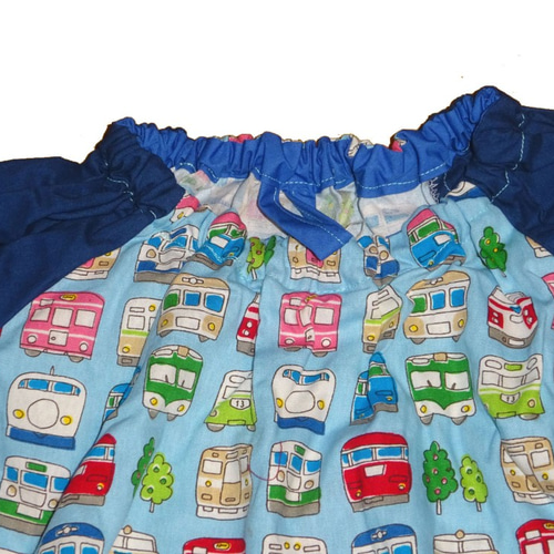 乗り物大好きキッズ/電車柄/ハンドメイドスモック/100cm/送料込み  