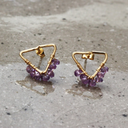 [紫水晶]三角形鏡框耳環 第3張的照片
