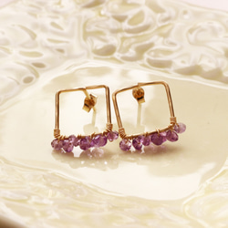 [紫水晶]方型耳環 第4張的照片