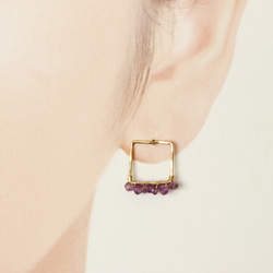 [紫水晶]方型耳環 第6張的照片