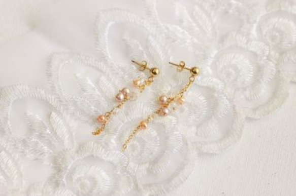 粉紅淡水珍珠×BMS·耳環 第6張的照片