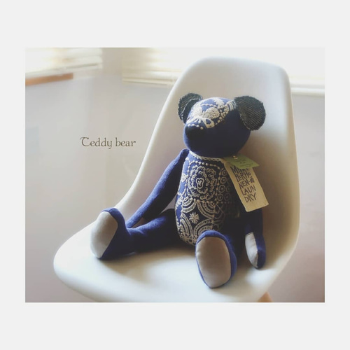 テディベア 刺繍 ミナペルホネンハギレを使ったハンドメイド
