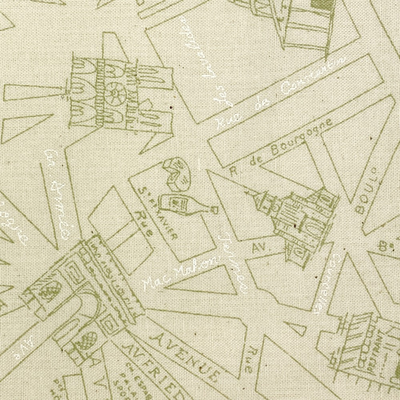 バルクセール! プリントシーチング　フランス地図（グリーン）５mカット 5枚目の画像