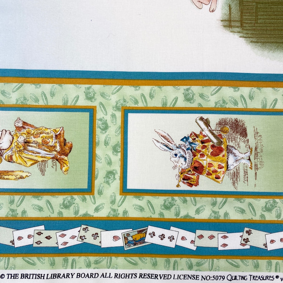 USAコットン    デザインパネル　不思議の国のアリス　QT13  布幅110cm X 60cmカット 10枚目の画像
