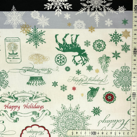 国産コットン  ルシアン   Happy Holiday   クリスマス 50cm単位カット   X61 2枚目の画像