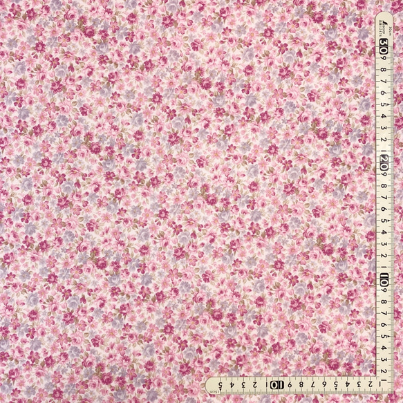 国産コットン　pink flower    J12 2枚目の画像