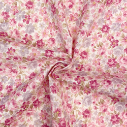 国産コットン　pink flower    J12 4枚目の画像