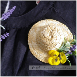 麦わら帽子と春のお花のブローチ（黄色のパンジー） 9枚目の画像