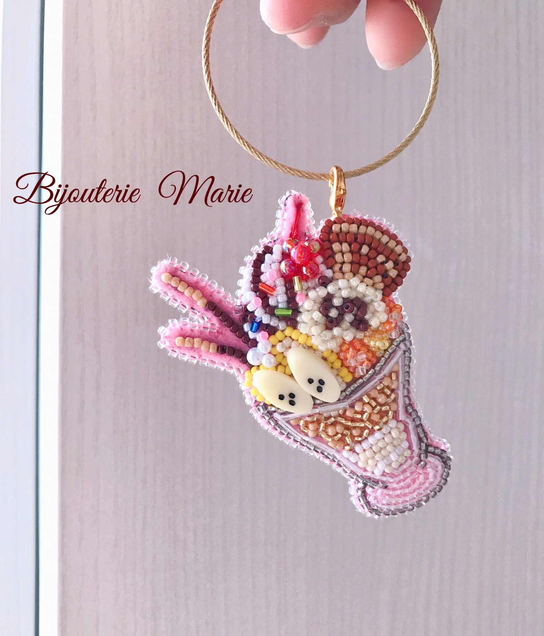 ビーズ刺繍 スイーツバッグチャーム ✳︎ナッツたっぷりチョコ