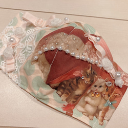 ミニラsamaご専用❁輸入お生地❁おめかし猫ᒼᑋªⁿ♥︎2点おまとめマスクカバー 7枚目の画像