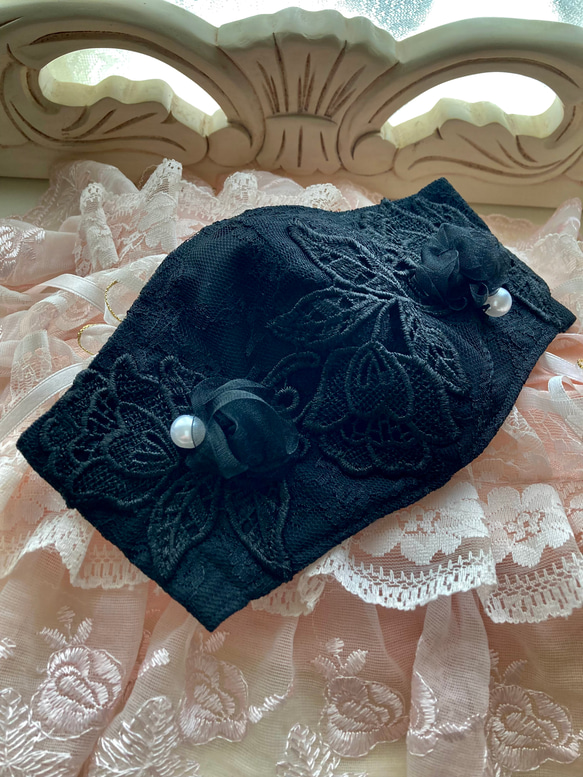 ハンドメイド❁冠婚葬祭❁blackレースマスク❁お上品❁オシャレ 7枚目の画像