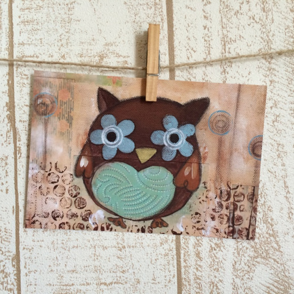 ポストカード 5枚セット（Happy Owl) 1枚目の画像