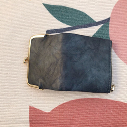 二つ折り財布 レディース 本革 ミニ財布 がま口 小銭入れ コンパクト プレゼント ギフト 母の日---ダックブルー 4枚目の画像