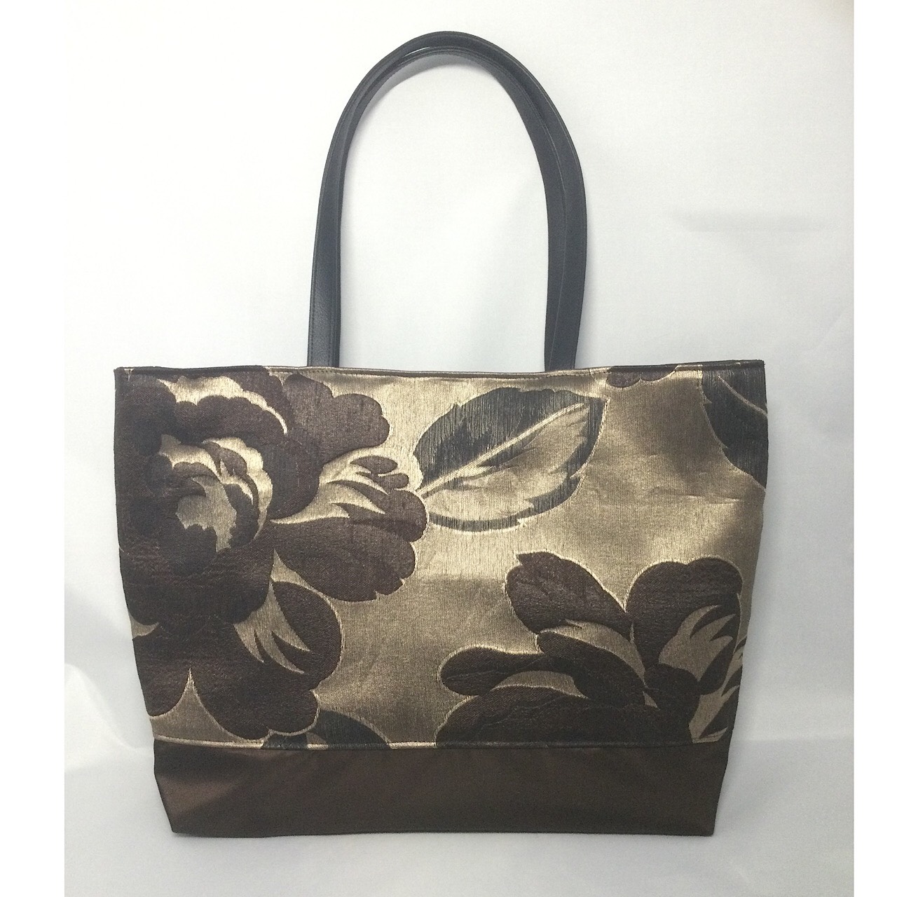 ゴールド x ブラウンローズのA4サイズショルダートート