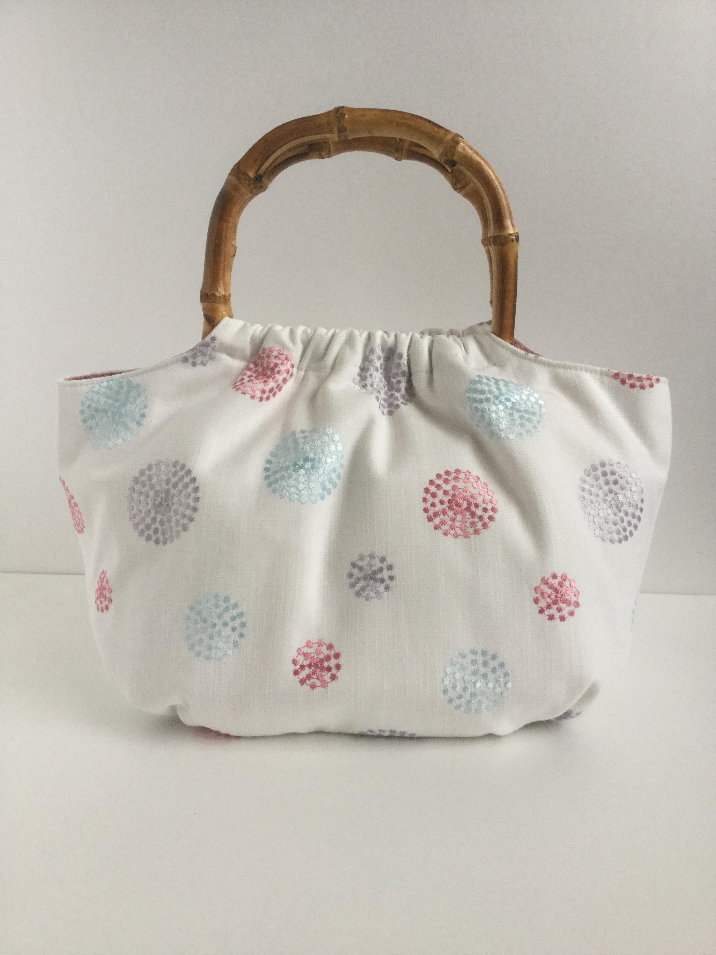 ぽっこりバンブートート　リネン　ドット