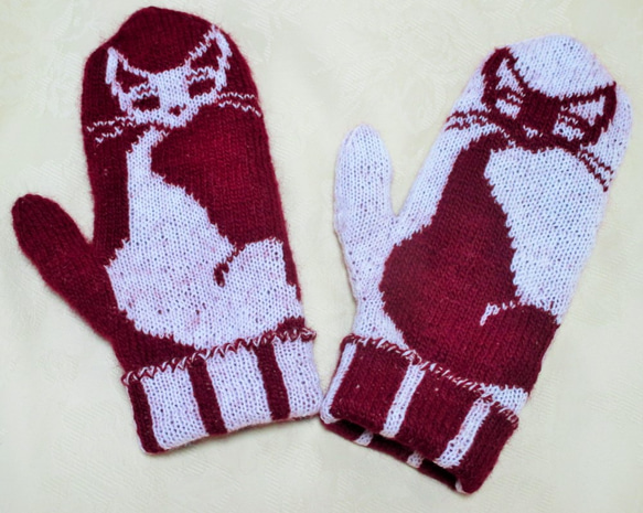 ２in 1 リバーシブルミトン手袋（猫）送料無料！ 5枚目の画像