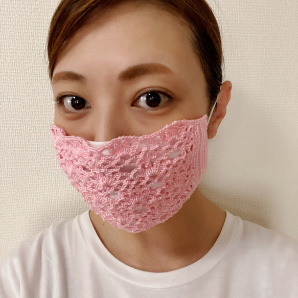 手編みマスクカバー☆不織布マスクカバー☆おしゃれアイテム 7枚目の画像