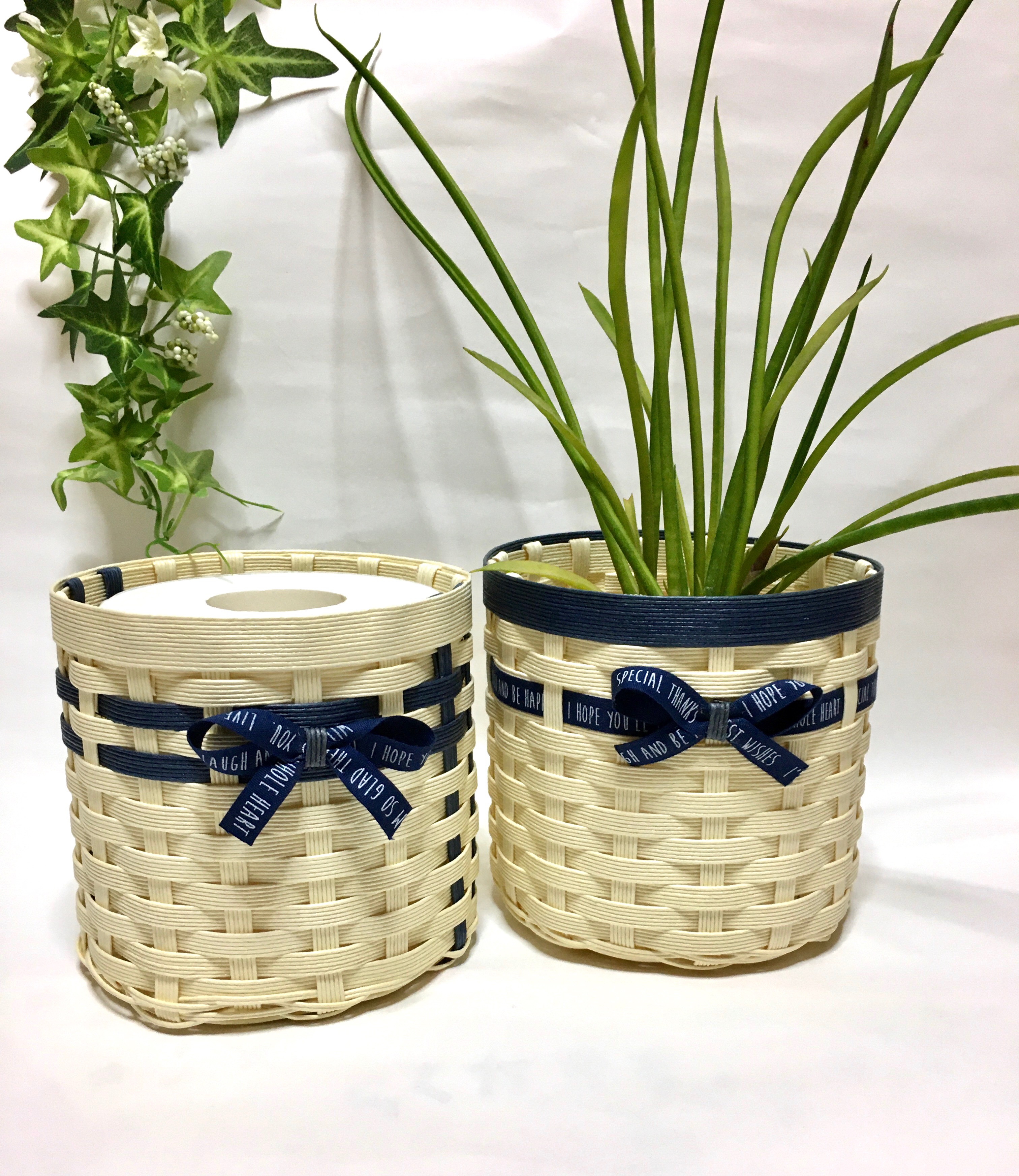 クラフトバンド yuki かご　パグのトイレットペーパーケース