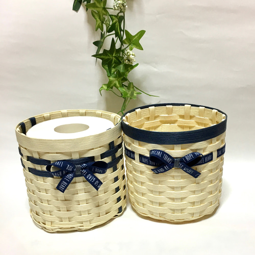 トイレットペーパーケース、鉢カバー、クラフトバンドのかご バス