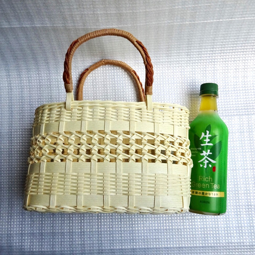 送料無料】透かし模様のかごバック（クラフトバンド） かごバッグ M