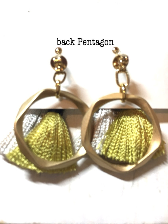 back pentagon ダブルタッセルピアス/イヤリング 2枚目の画像