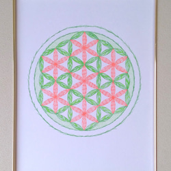 【原画】アート 曼荼羅 ネイチャー フラワーオブライフ 幾何学 植物 自然美 2枚目の画像