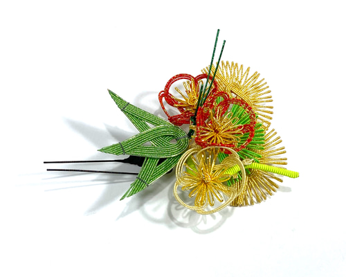 b-499）水引パーツ 松竹梅飾り ❣️1点物❣️】松竹梅の髪飾り 〜