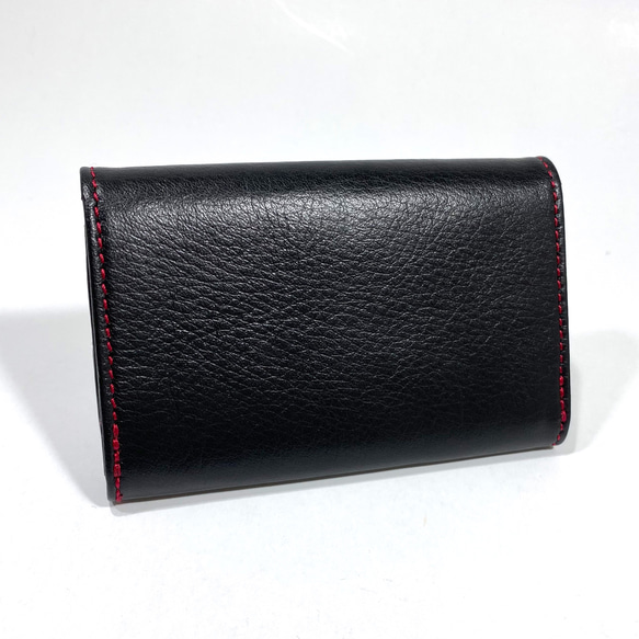 【水引×革】　名刺入れ　黒×赤 